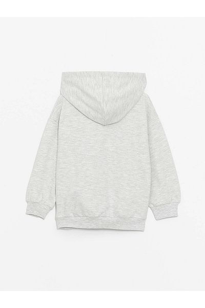 LC Waikiki Lcw Kids Gray Hooded Long Sleeve Baby Girl Zipper Sweatshirt