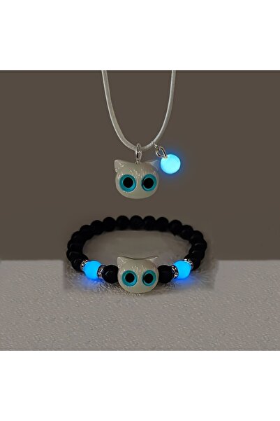 Game Whimsycat Twinkling Cat Set - Resin Rhinestone with Beaded Necklace and ...