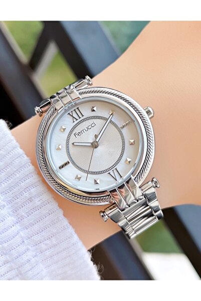 Ferrucci ساعة يد نسائية بحبل فولاذي بأرقام رومانية