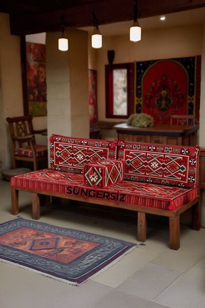 mdhomecarpet Anadolu Şark Köşesi Takımı(SÜNGERSİZ)(70X190), Ev Mobilya, Şark Odası, Yer Minderi 4 parça boş kılıf