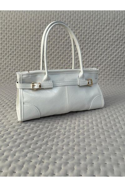 RumyaCollection White Women's Buckle Double Handle Crossbody Bag