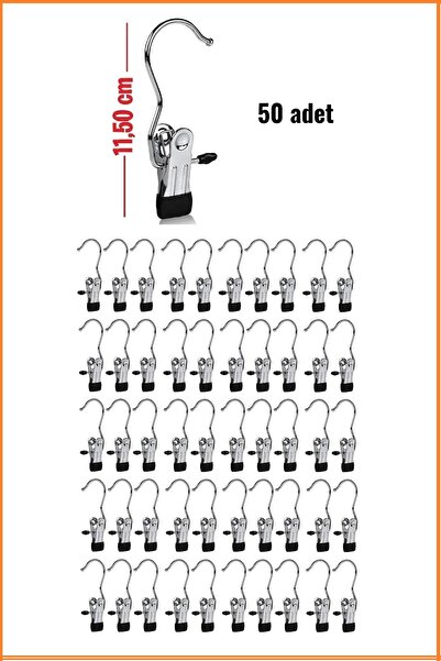 EZMK EV GEREÇLERİ Metal Krom Kaplama Eşarp Askısı, Şal Askısı, Çok Amaçlı Askı, 50 Adet