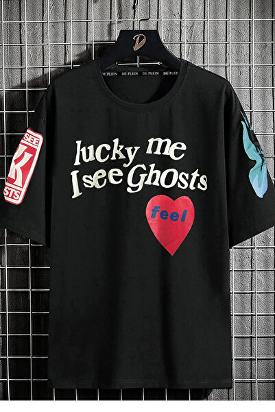 NoVibe Μπλουζάκι Unisex μεγάλου μεγέθους με στάμπα Lucky και λαιμόκοψη ποδηλάτου