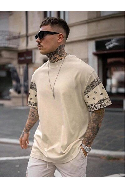 NoVibe Μπλουζάκι Unisex μεγάλου μεγέθους μανίκια με μοτίβο εμπριμέ Oversize