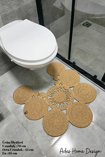 ADES HOME DESİGN Jüt, Paspas, Banyo Paspası, Klozet Önü Paspası, Klozet Paspas, Çift Taraflı