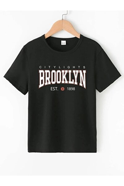 NoVibe Tricou pentru copii Kids City Lights Brooklyn Printed Oversize Crew Deck