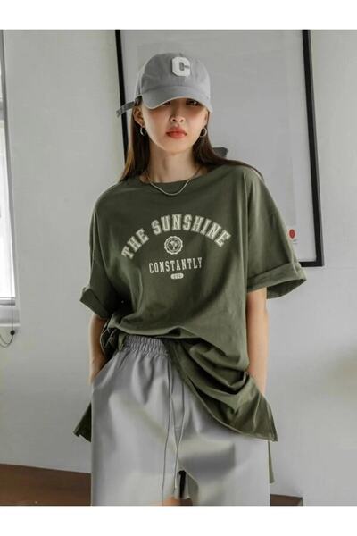 NoVibe Sunčano svetlo Štampano okrugla kragna Oversize kroj Unisex T-shirt