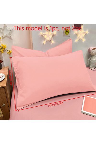 Choice 48x74cm Pale pink 1 Piece Of Matte Solid Color Pillowcase, Bedroom Pocket Sealed Soft Pillowcase, Be