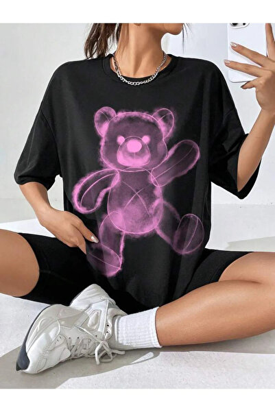 NoVibe Μπλουζάκι Unisex Design Teddy Bear με στάμπα Oversize