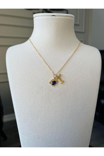 Store Letter t Necklace - with Crab Charm and Chain