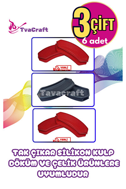 Silikon Tencere Tava Tutacağı Tak Çıkar Silikon Kulp Tutamaç 3 Çift 6 Adet Karışık Renk