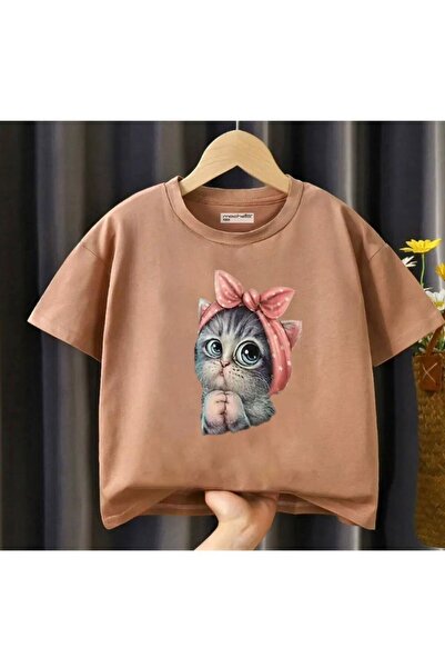 NoVibe Tricou pentru copii oversize cu imprimeu Sweet Bow Cat