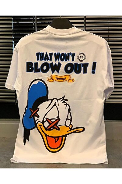 NoVibe Μπλουζάκι από βαμβακερό μπλουζάκι Donald Duck Blow Out σε μεγάλο μέγεθος