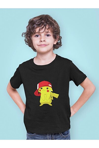 NoVibe Tricou pentru copii oversize din bumbac cu imprimeu Pikachu cu pălărie
