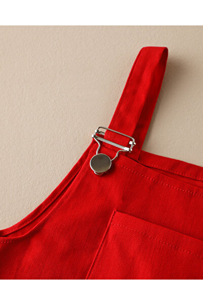 Genel Markalar Gabardin Askılı Çocuk Elbise Kırmızı