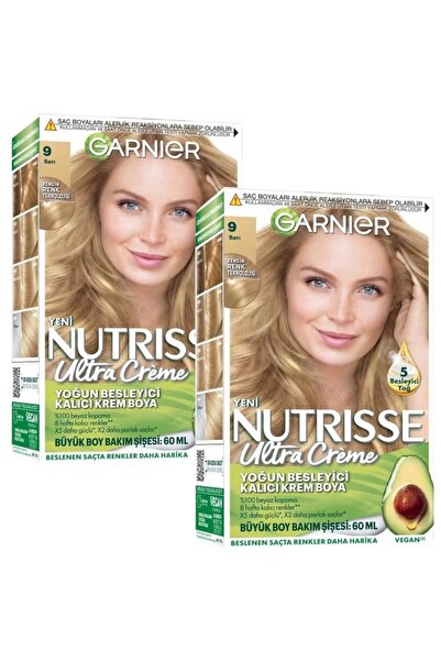 Garnier Nutrisse Yoğun Besleyici Kalıcı Krem Saç Boyası 9 Sarı 2 Adet