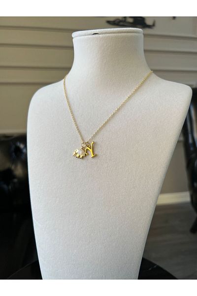 Store Y Letter Necklace Steel Luck Necklace with Cute Elephant Charm