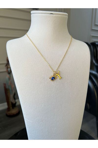 Store Y Letter Necklace - with Crab Charm and Steel Chain