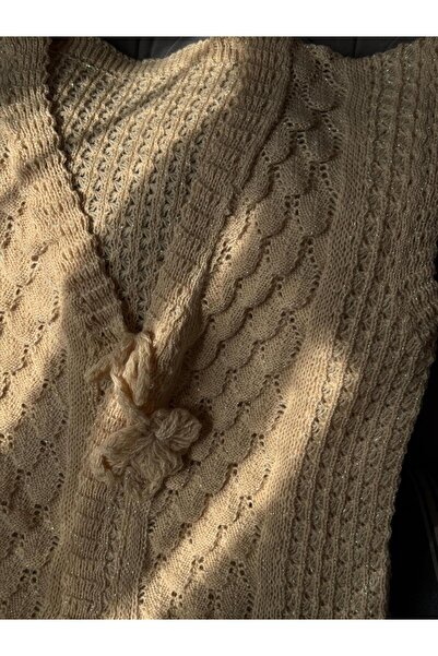 Çeyizcim Knitwear Wool Knitted Ballows Glitter Angora Women's Vest Dowry