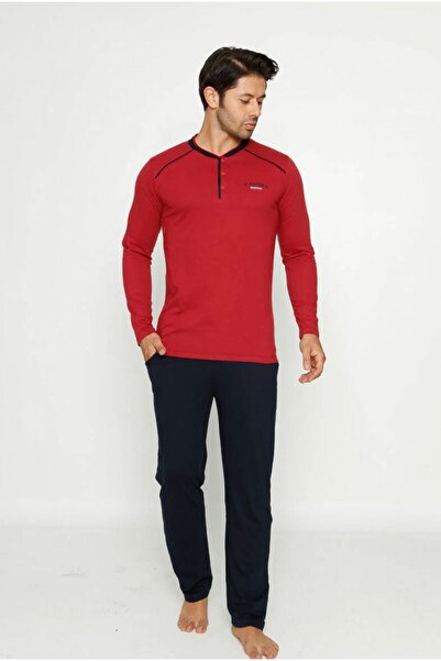 İpek Erkek Uzun Kol Düz Renk Pijama Takımı