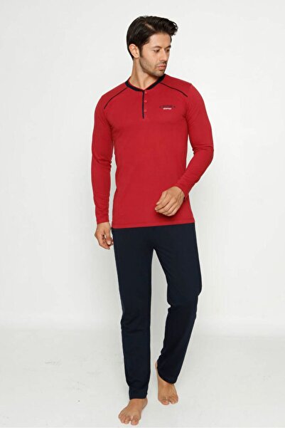 İpek Erkek Uzun Kol Düz Renk Pijama Takımı