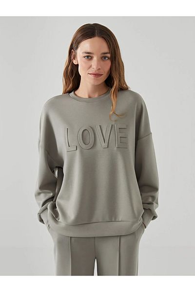 LC Waikiki Lcw Vision Green Crew Neck Printed Women's Sweatshirt