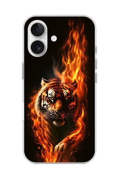 Dali Design iPhone 16 Compatible Transparent Case Tiger Design