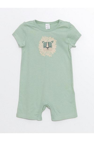 LC Waikiki Lcw Baby Crew Neck Printed Combed Cotton Jumpsuit 2Pcs