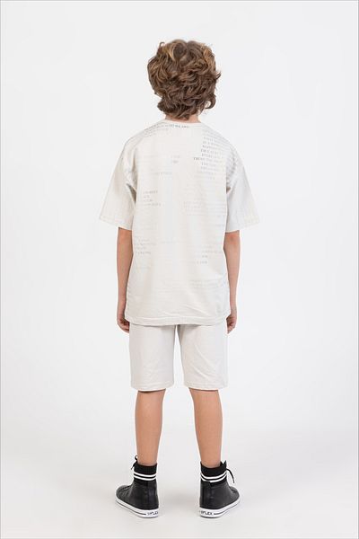 Ruhat Kids Boy's Shorts - Back - Front Printed T-Shirt with Necklace Double Set