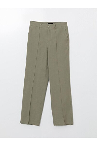 LC Waikiki Lcw Vision Khaki Wide Leg Women's Linen Blend Pants