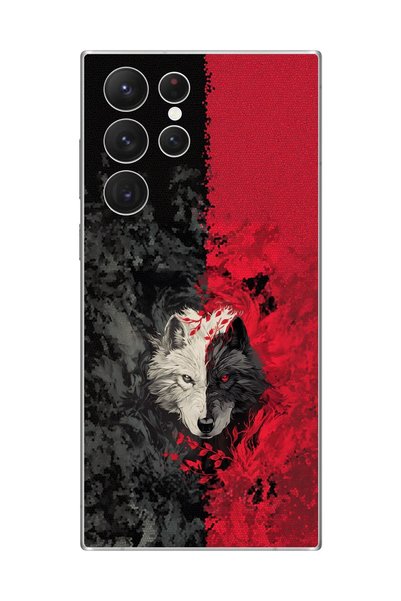 Dali Design حافظة شفافة متوافقة مع هاتف Galaxy S22 Ultra بتصميم الذئب