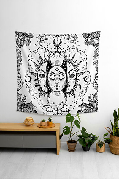 OZG DESİGN BEYAZ ETNİK GÜNEŞ DUVAR ÖRTÜSÜ VE DUVAR HALISI