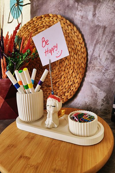 puridadesign Decorative Winged Angel Notepad, Paper Clip Holder and Pen Holder Set of 4
