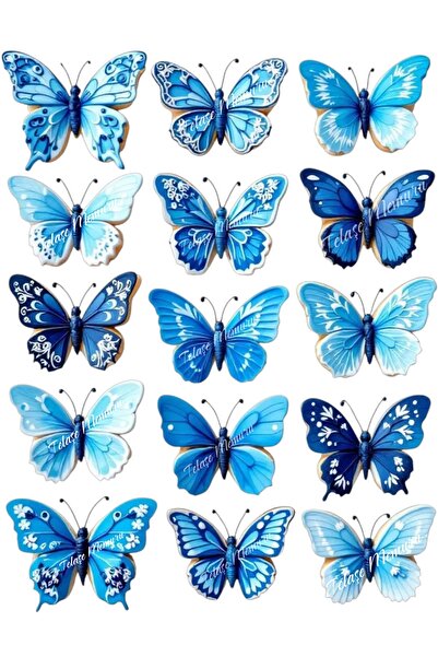 telaşe memuru Yenilebilir Mavi Kelebek Pasta Süsü - Pasta Süsü - Kelebek Baskısı Model 2