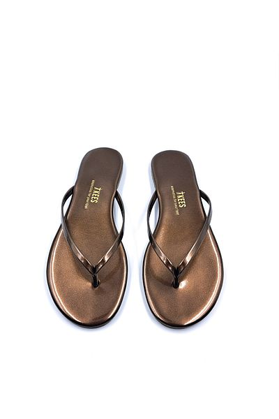Tkees Classic Women's Patent Leather Bronze Stylish Flip Flops