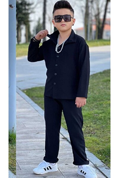 Burumcek kumaş gömlekli takım unisex giyim