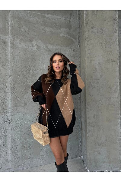 Z Zikzak Butik ΠΛΕΚΤΟ ΠΟΥΛΟΝΤΙΚΟ ΠΟΥΛΟΝΤΙΚΟ ΜΕ ΣΧΕΔΙΟ ΜΠΑΚΛΑΒΑ ΚΑΦΕ