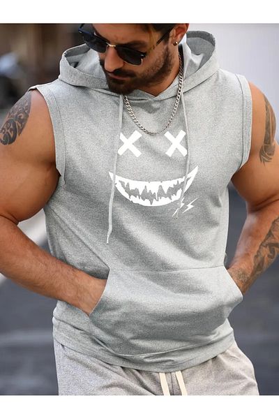 bellanova Athletic Vest and Shorts Set, Lace-Up Printed Tank Top with Hood,