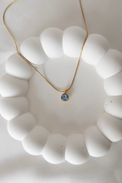 Karflake Narflake Çelik Ince Zincir Ile Altın Kaplama Damla Kolye Ucu Ile Tasarlanmış Çelik Kadın Kolye