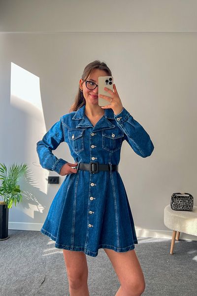 FAARKCOLLECTİON Rochie de damă, cu talie, cu buzunare, cu nasturi, cu buzunare