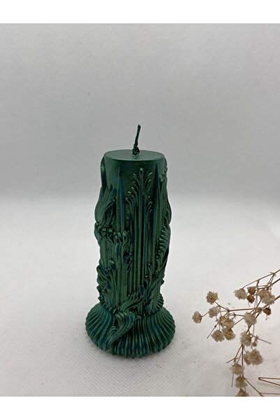 Verda Desing Kendinden Şamdanlı Dekoratif Sarmal Tasarımlı Metalik Zümrüt Yeş...