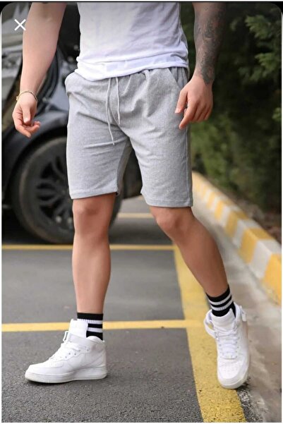 TREND ALİSSE DÜZ GRİ ERKEK SPOR BERMUDA YAZLIK RAHAT ŞORT