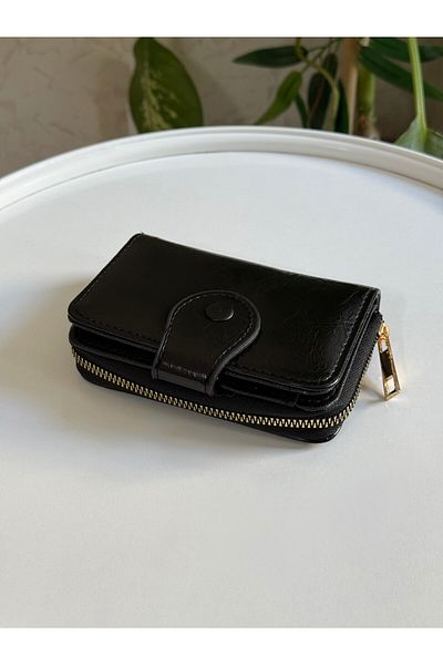 ZEYS Stylish Women's Wallet with Shiny Leather Front Button Detail