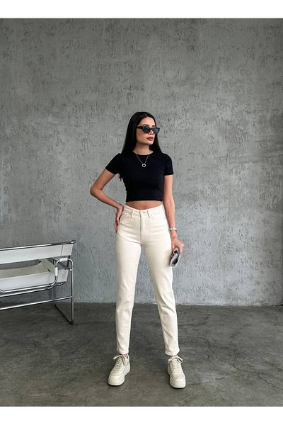 Geppetto A 19806501   Women's Cream Mom Jeans