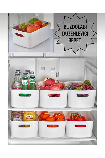 CEZVE HOME 4-Piece Mocha 3.5 Lt Basic In-Cabinet, Refrigerator Organizer, Bathroom Organizer Basket
