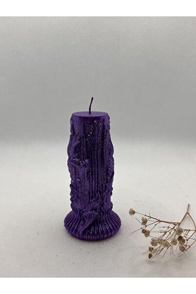 Verda Desing Kendinden Şamdanlı Dekoratif Sarmal Tasarımlı Metalik Mor Şamdan...