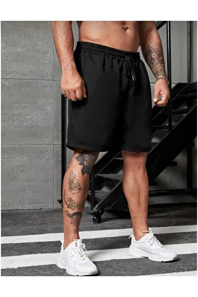 TREND ALİSSE DÜZ SİYAH ERKEK SPOR BERMUDA YAZLIK RAHAT ŞORT