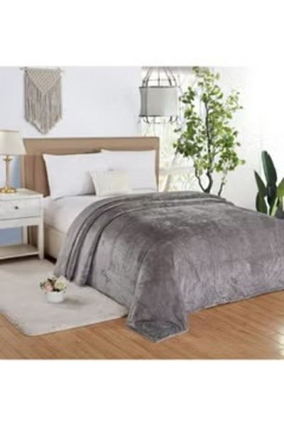 Moon 1 Piece Soft Single Size Bed Blanket Flannel Silver 200x160cm
