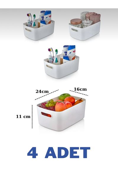 CEZVE HOME 4-Piece Mocha 3.5 Lt Basic In-Cabinet, Refrigerator Organizer, Bathroom Organizer Basket