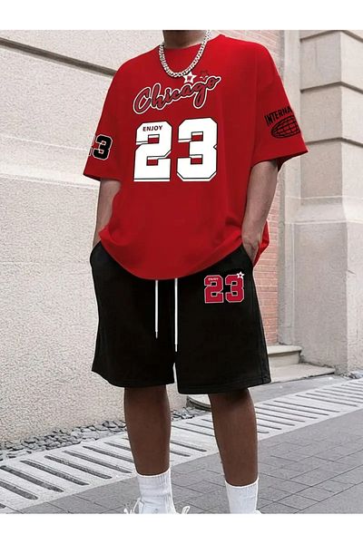 bellanova Men Summer Fashion Two Piece Set - Number Jersey Printed Short Sleeve